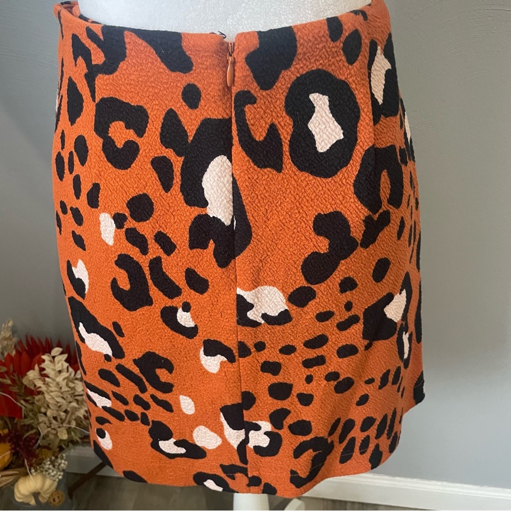 Anthropologie Maeve orange leopard print mini wrap skirt - Picture 5 of 9